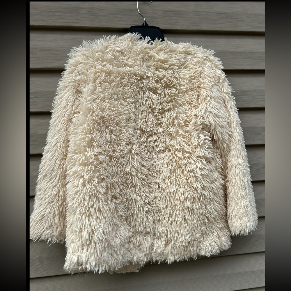 Forever 21 size S oversized ivory faux fur Mobwife shag coat teddy Penny Lane - Picture 5 of 8